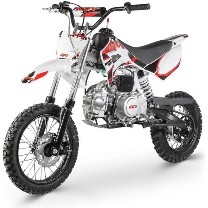 Dirt bike 110cc kayo - - sans montage et mise en routesans montage et mise en routeBlanc/rouge- Blanc/rouge