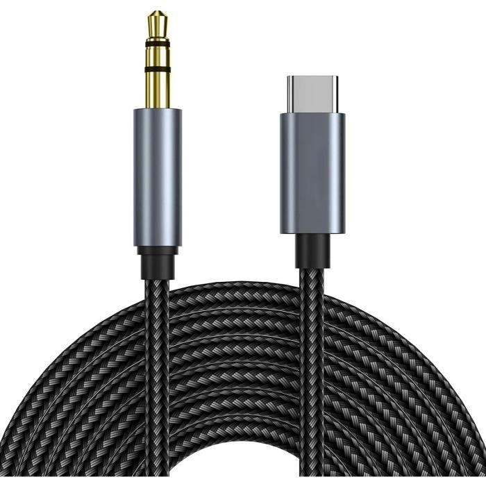 Câble USB C vers 3,5mm Jack Câble Type C 3.5mm Mâle Adaptateur Jack Stéréo  Voiture Compatible avec Samsung,Huawei - 1M - Cdiscount Informatique