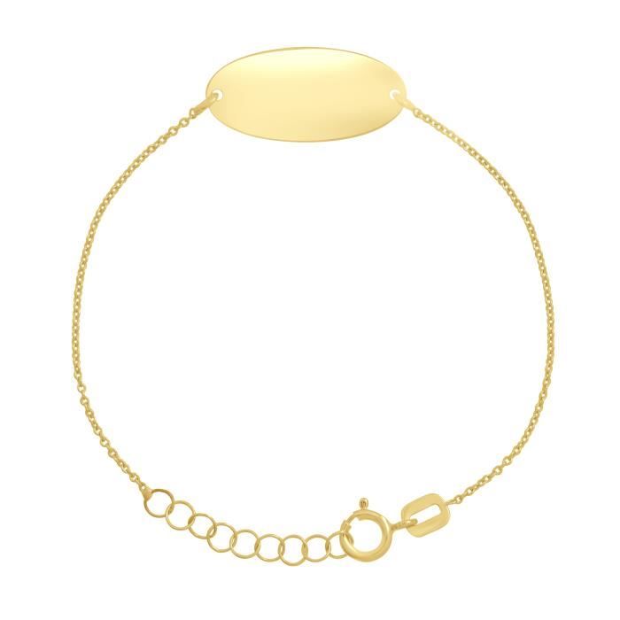léa & arthur - bracelet enfants motifs "gourmette" - maille forçat - anneau ressort - or jaune 375 millièmes - bijou enfant