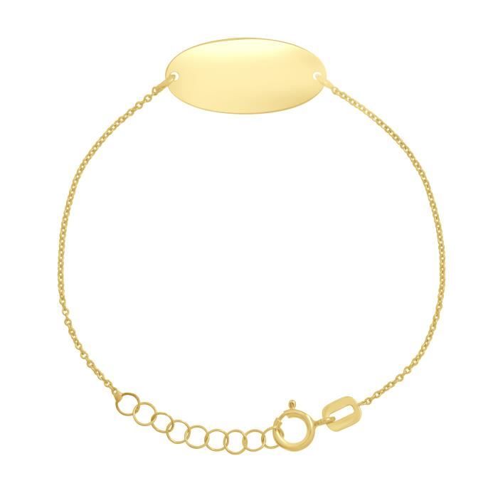 Bracelet Enfants - LÉA & ARTHUR - Gourmette - Or Jaune 375 - Maille Forçat - 12 à 14 cm