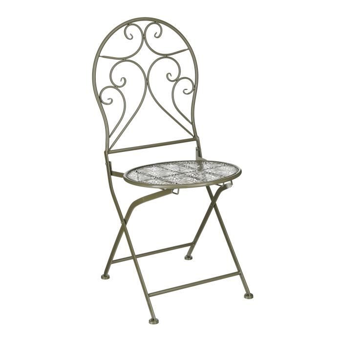 Chaise de bistrot de jardin - MICA DECORATIONS - Tierra - Métal - Vert foncé - 40x40x92 cm