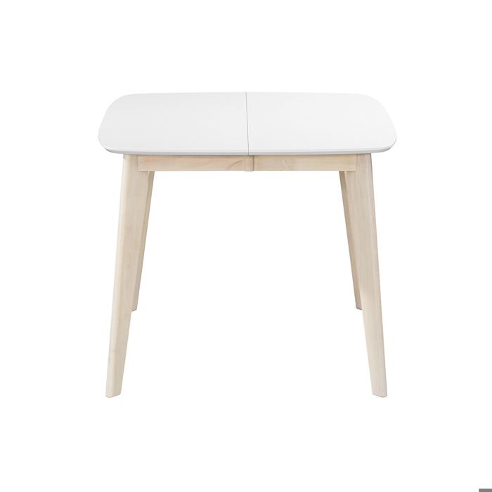 Miliboo - Table à manger extensible scandinave carrée blanche et bois L90-130 cm LEENA