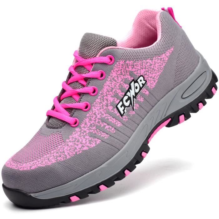 RASEARY Chaussures De Sécurité Légères Hommes Femmes – Basket De Travail Embout Acier, Antidérapantes, Respirantes Et Ultra Confortables