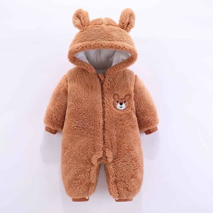 Manteau De Garcon Nouveau Ne Bebe Garcon Garcons Filles A Manches Longues Dessin Anime Polaire A Capuche Barboteuse Combinaison Marron Achat Vente Manteau Caban Cdiscount