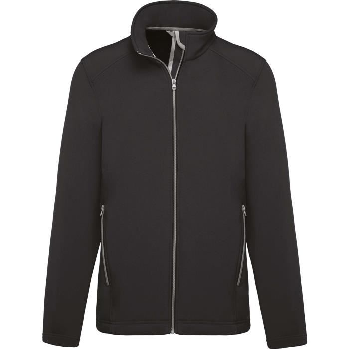 veste softshell 2 couches - kariban - homme - gris/noir - imperméable - respirant - sports d'hiver - randonnée