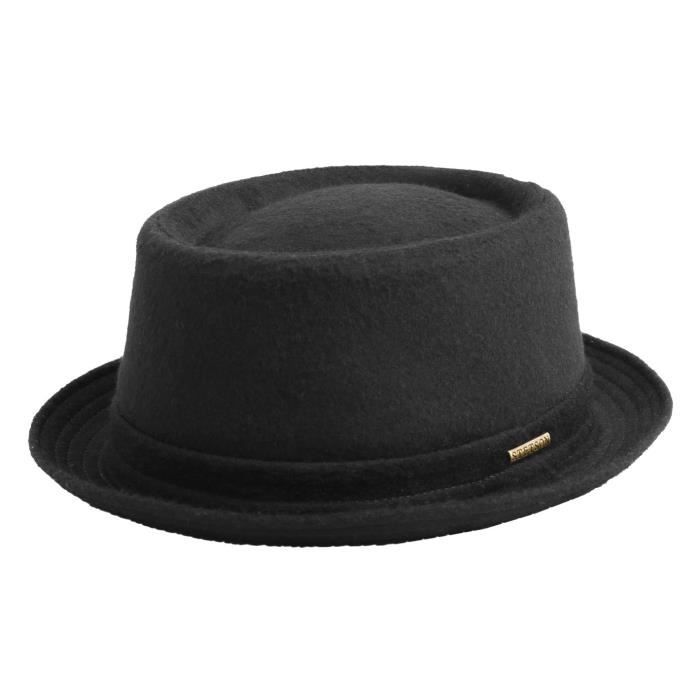 Chapeau Porkpie Feutre Laine - Style Vintage Fabriqué En Italie - Unisexe Tour De Tête Ajustable