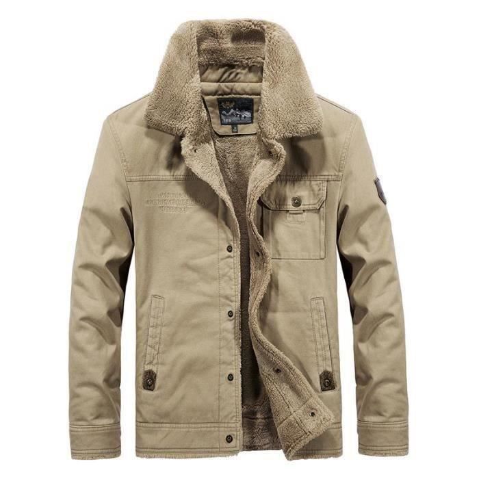 Blouson Homme Doublee Polaire Hiver Chaude Travail Extérieur avec Capuche -  Kaki Kaki - Cdiscount Prêt-à-Porter