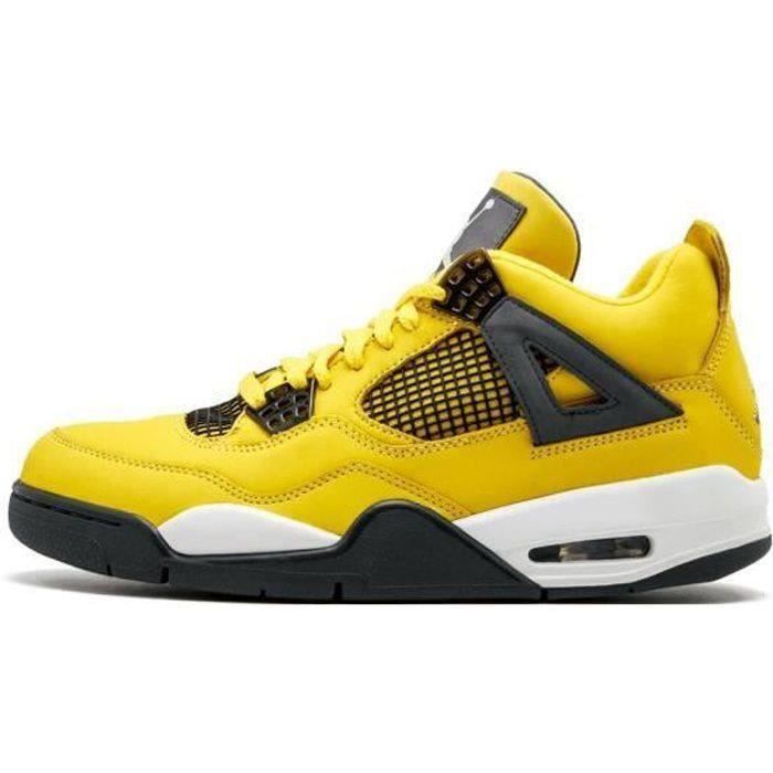 Airs Jordans 4 Retro Chaussures de Basket Pas Cher AJ4 pour Femme Homme  Jaune - Cdiscount Chaussures