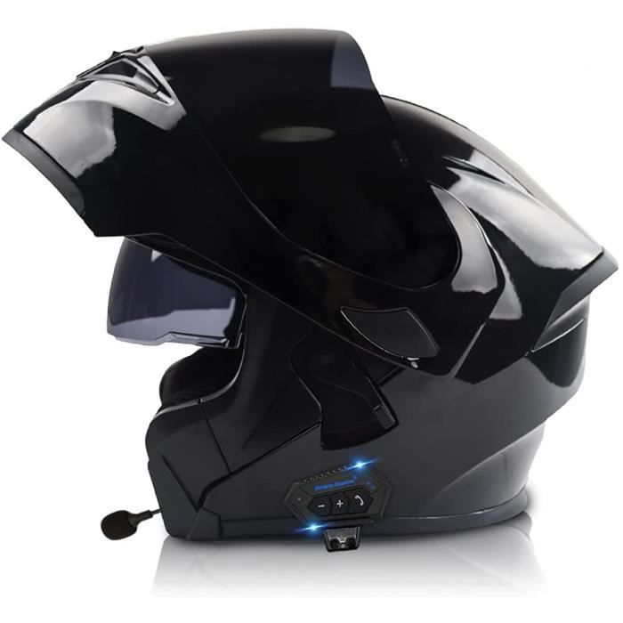 Letetexi Bluetooth Casque Moto Modulable Anti-buée Visière Casques Scooter Chopper ECE Homologué Casques Intégraux Flip-Up Anti-Collision Casque Integral Moto pour Locomotive Homme Femme