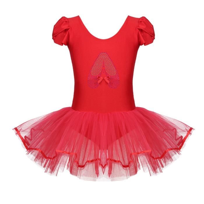 PLIKSUVER Robe De Ballet Fille Coton - Justaucorps Danse Avec Tutu Pour Enfants Rose Ou Noir