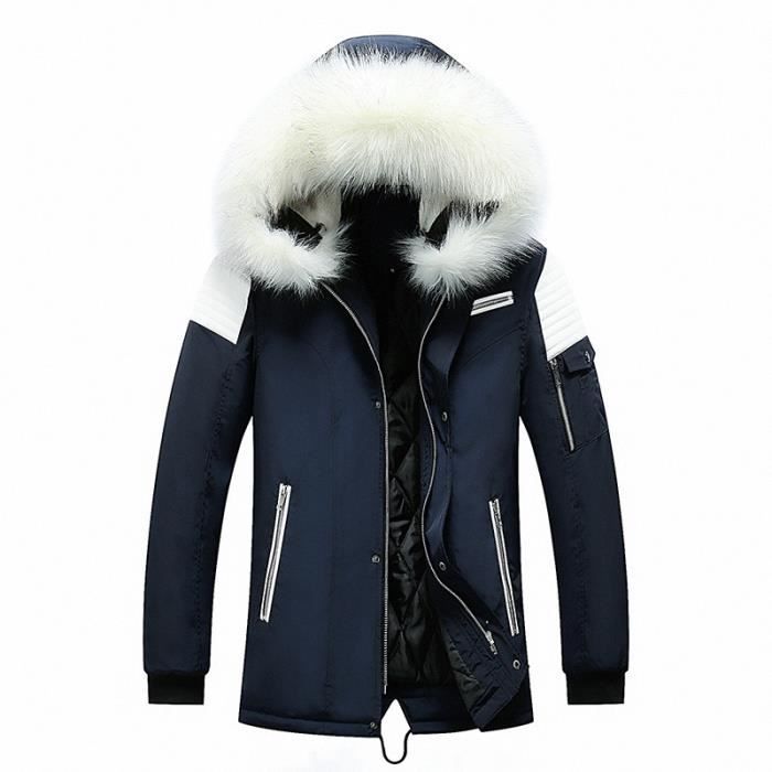 Bordeaux Nouveauté Doudoune Femme Hiver Mi-Longue Avec Capuche Fourrure Manteau Matelassé Chaud