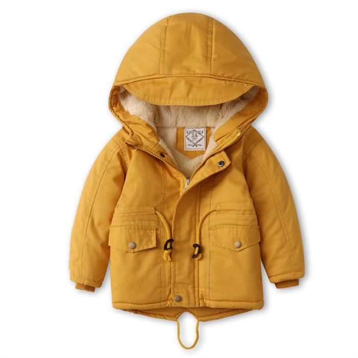 Manteau Enfant Fille Doudoune D'hiver - Parka Mi-longue Avec Capuche Amovible Et Bordure Fausse Fourrure - Taille 3 à 9 Ans