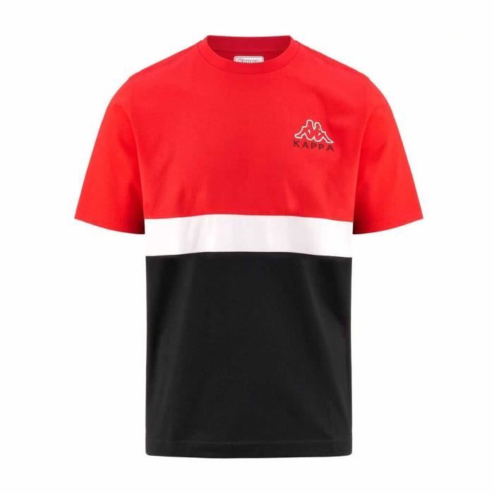 T-shirt Homme Multisport - KAPPA - Eloi - Rouge, noir, blanc - Manches courtes - 100% coton