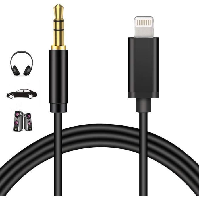 Câble Audio Auxiliaire Voiture Adaptateur Prise Jack Pour iPhone 12 / 12  Pro / 12 Pro Max / SE 2020 / 11 / XR / XS / X / 8+ / 8 - Cdiscount  Informatique
