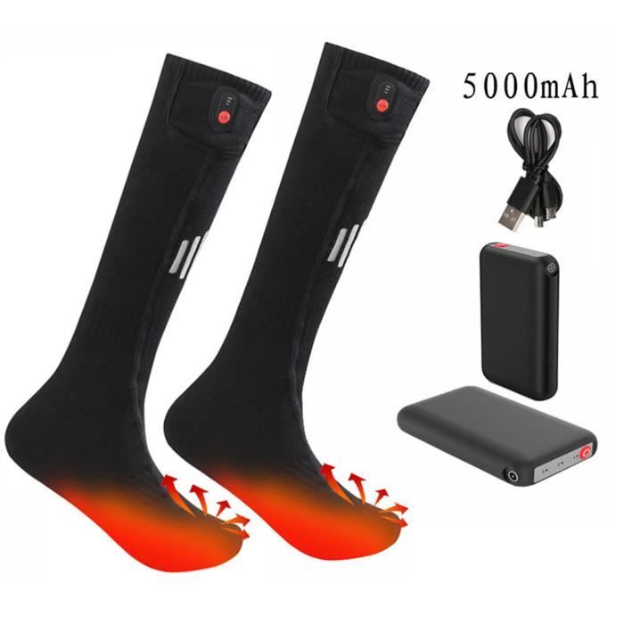 Chaussettes Chauffantes pour Hommes et Femmes Chaussettes Chauffantes électriques Rechargeables Chauffe-Pieds dhiver