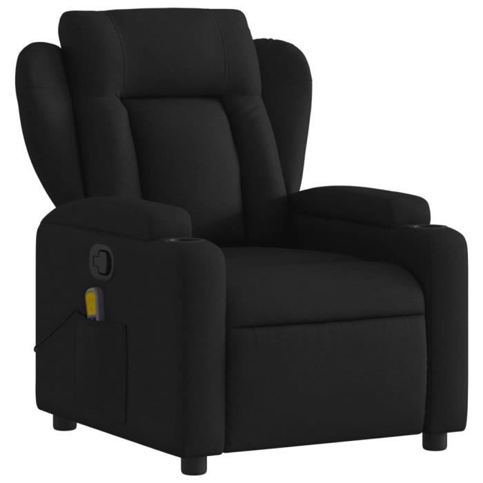 Fauteuil inclinable de massage avec repose-pieds noir tissu vidaXL | Leroy Merlin
