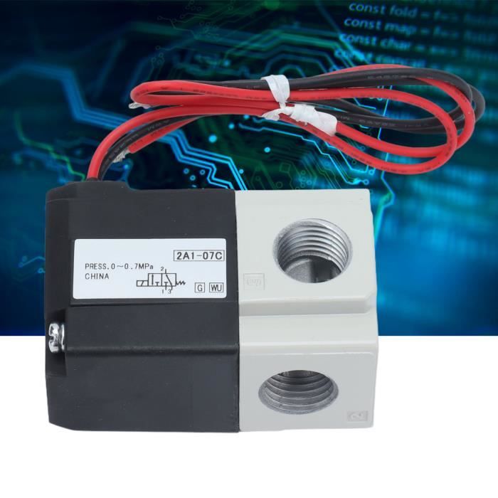 Électrovanne Pneumatique 3/2 NC 24V DC Avec Raccords 1/8" - Pour Air, Eau, Huile, Aluminium