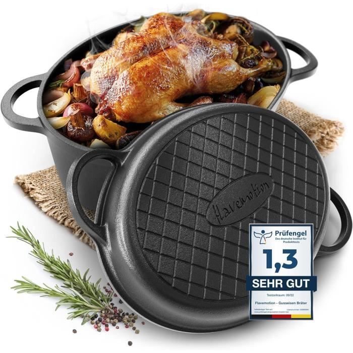 Cocotte En Fonte émaillée Küchenprofi 40 Cm - Intérieur Rouge/noir, Compatible Induction - Pour Braiser, Rôtir, Mijoter