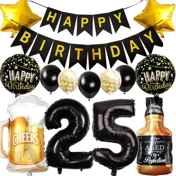 Déco Anniversaire 25 Ans - Ballons Vert Sage Or | Kit Complet Avec Bannière Et Topper Gâteau