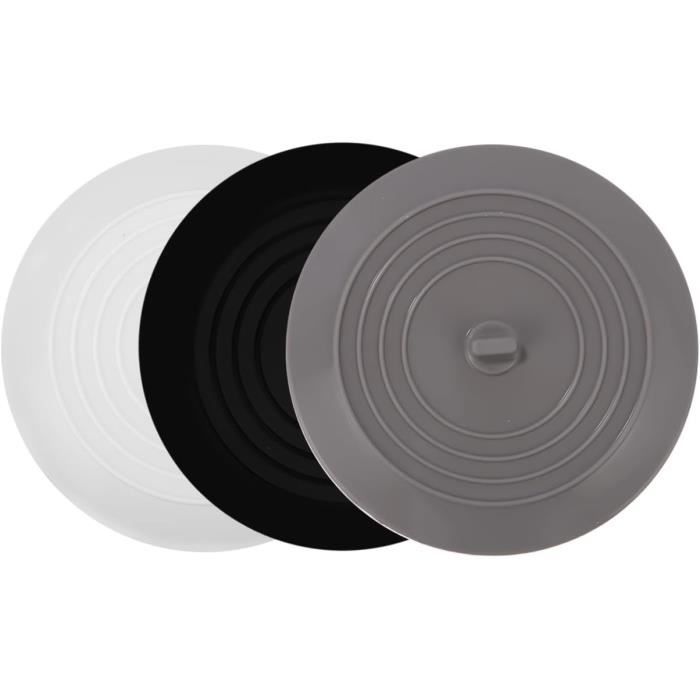 Lot De 4 Bouchons Silicone Pour Baignoire, évier, Lavabo - Universels, Diamètre 15 Cm, Noir Et Gris