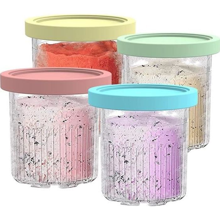 Lot De 4 Récipients à Pintes + Couvercles Pour Ninja Creami NC300 NC301 - Compatible Série NC300