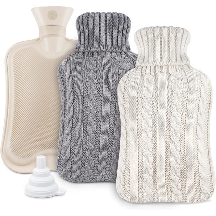 Bouillotte Classique Nervurée En Caoutchouc 2 Litres Crème - Harbour Housewares - Neuf