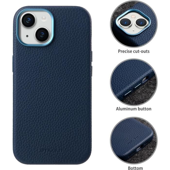 Coque Cuir Iphone 11 CG Mobile Mercedes-Benz Étui De Téléphone Compatible Avec Magsafe IPhone 15 Pro En Cuir Véritable, étui De Protection Et Durable Avec Facile à Clipser, Absorption Des Chocs Et