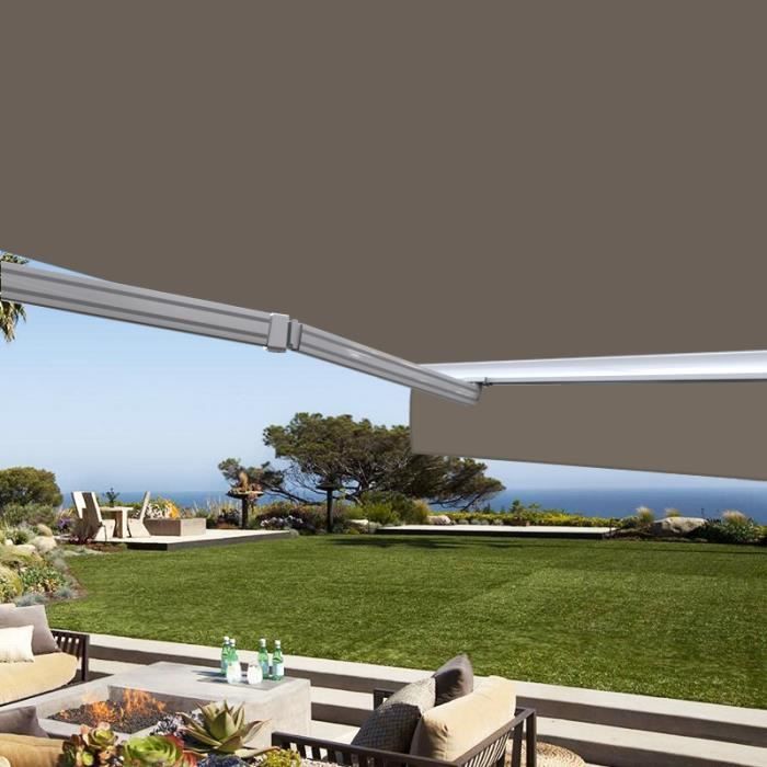 Store banne manuel Demi coffre 4 x 3 m pour terrasse - Taupe