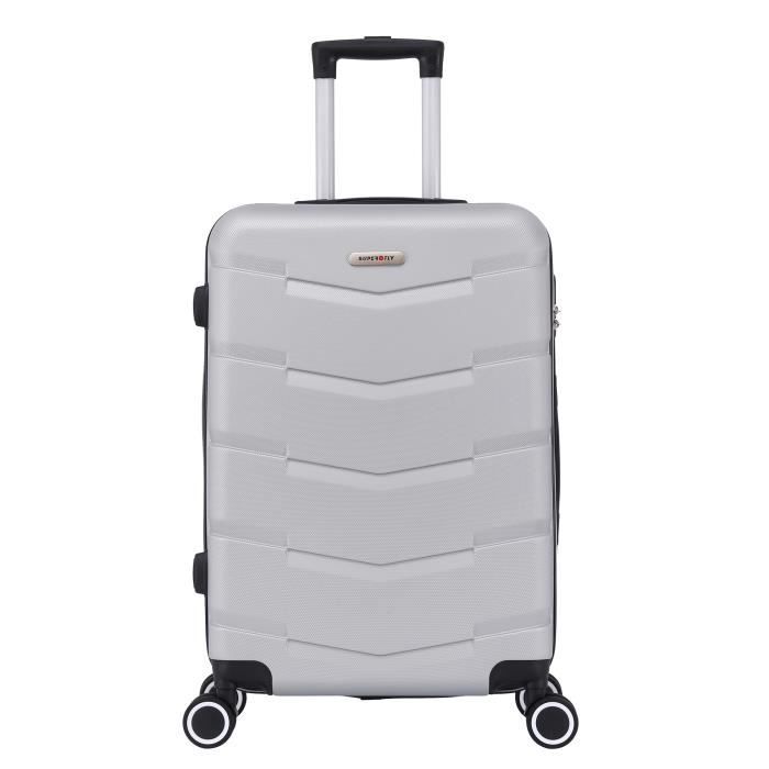 Valise Grande Taille 4 Roues 75cm ABS Rigide - Wall - SUPERFLY (Gris Silver)