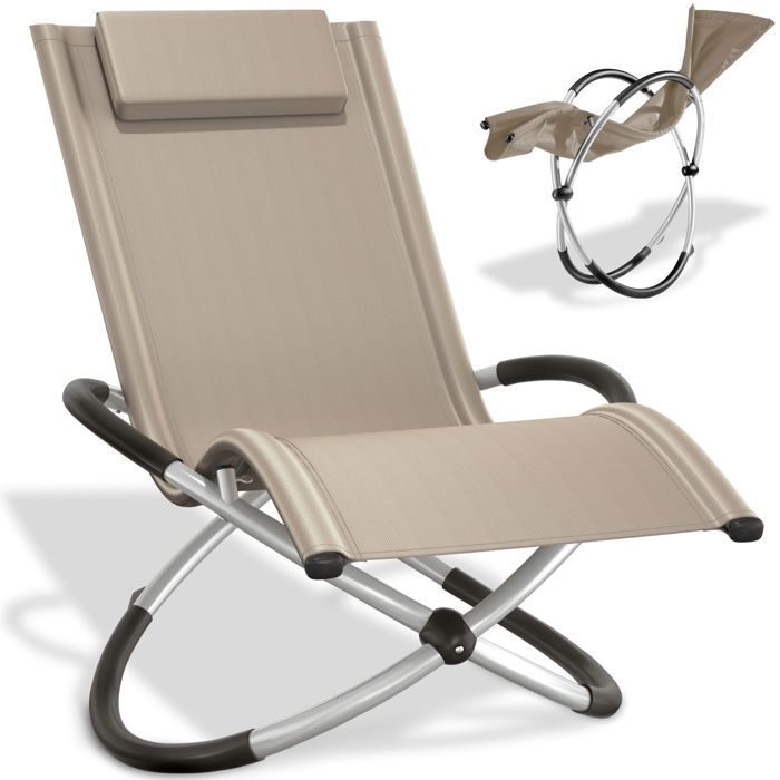 Bain de soleil - TECTAKE - Transat de jardin PAULINA ergonomique pliable avec fonction balancelle appuie-tête amovible - Beige Bain de soleil - TECTAKE - Transat de jardin PAULINA ergonomique pliable avec fonction balancelle appuie-tête amovible - Beige