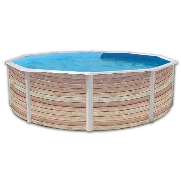 TOI Kit piscine hors-sol acier  PINUS ronde &Oslash;3.50 x 1.20m d&eacute;cor bois