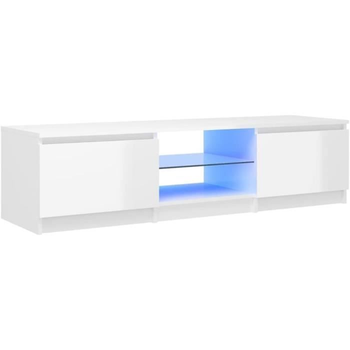 Meuble TV VidaxL Avec LED RGB - Armoire Télé Blanc 90x35x40 Cm, Bois Ingénierie