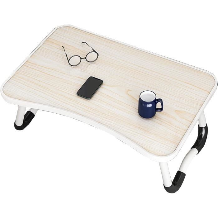 Table Pliante Pour Ordinateur Portable - Bureau Portable Lit/canapé - Plateau 60x40cm, Porte-gobelet - Bleu - 3