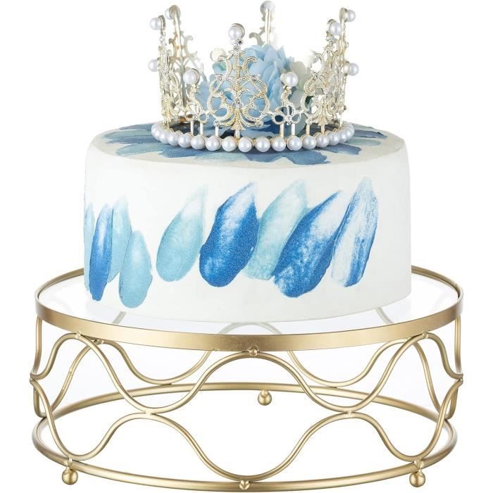 Présentoir à Gâteau Doré Nuptio - Support Métal 30cm Avec Panneau Acrylique Pour Événements