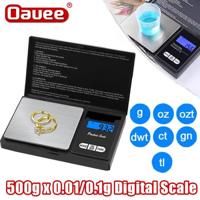 GRAM PRES Balance De Poche Numérique Haute Précision 500 G / 0,01 G – Mini Balance Portable Pour Bijoux, Diamants, Poudre, Herbes Et Flèches