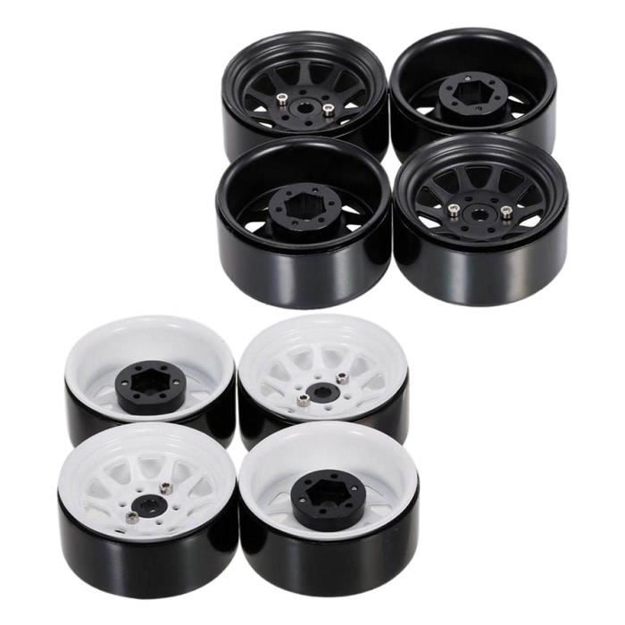 Lot De 4 Jantes Beadlock 1.9 En Alliage CNC - Pour Crawler RC 1/10 SCX10, TRX4, Wraith, VS4-10, Gen7/8, Noir