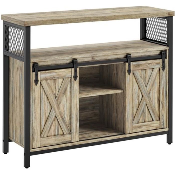 Buffet de Cuisine avec 2 Portes Coulissantes 33 x 100 x 80 cm Étagères Réglables pour Salon Marron Turquoise et Noir dEncre Buffet de Cuisine avec 2 Portes Coulissantes 33 x 100 x 80 cm Étagères Réglables pour Salon Marron Turquoise et Noir dEncre