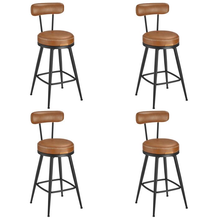Yaheetech Lot De 4 Tabourets De Bar En Similicuir Réglables En Hauteur