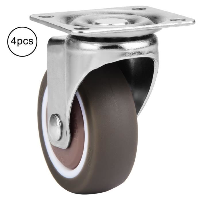 Roulette Pivotante Et Fixes Caoutchouc Noir Diamètre 200 Mm à Platine