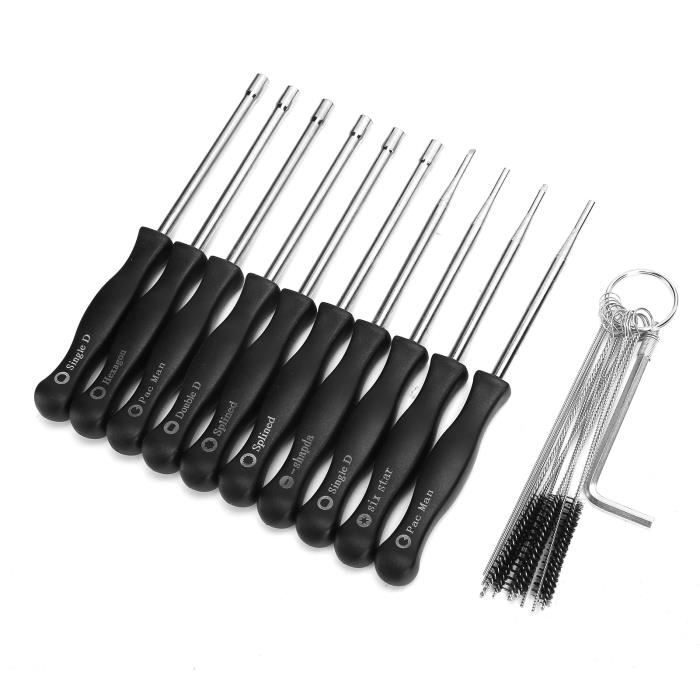 Kit De 10 Clés De Réglage De Carburateur à 90° – Tournevis Biseautés Pour Réglage Moteur – Pour ATV, UTV, Motoneige – Longueur Tige 48,5 Cm