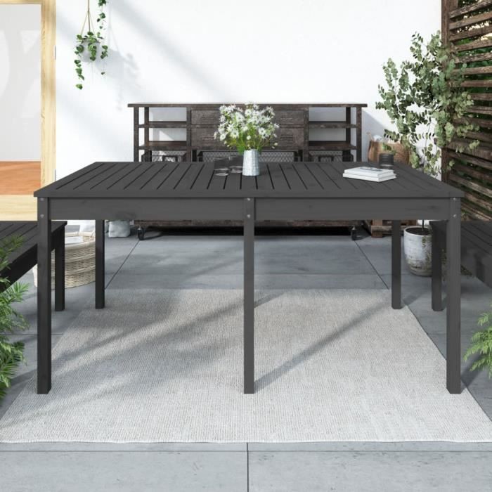 "sale 2024" table de jardin - jms - gris 159,5x82,5x76 cm bois massif de pin 94,33,kg