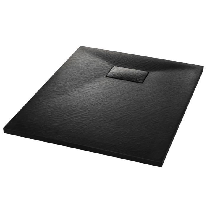 Receveur de douche rectangulaire VIDAXL Noir - 90 x 70 cm - Antidérapant et résistant aux égratignures
