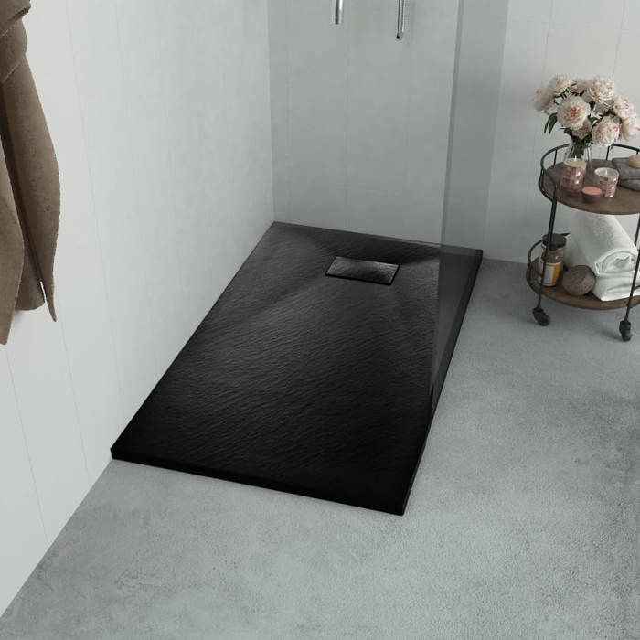 Receveur de douche rectangulaire VIDAXL Noir - 90 x 70 cm - Antidérapant et résistant aux égratignures