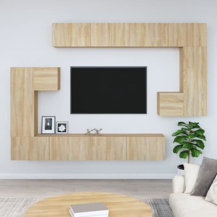 vidaXL Meuble TV mural Chêne sonoma Bois dingénierie 3114592