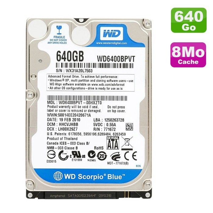 Western Digital Scorpio WD6400BPVT 640 Go - vue 2