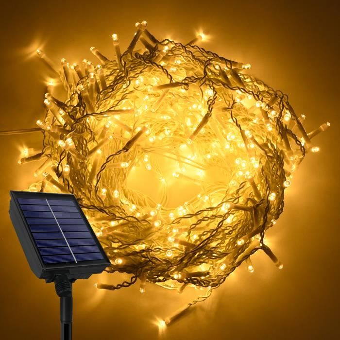 Guirlande Lumineuse Extérieur 15m 150 LEDs - IP44 Étanche, 8 Modes, Télécommande, Timer (Blanc Chaud)