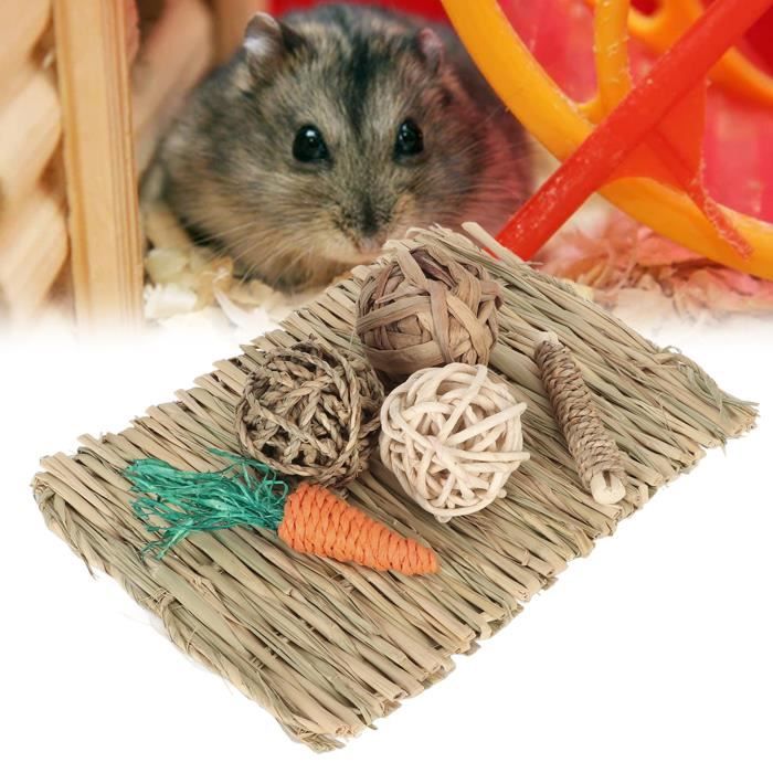 Comparer les prix de LEC tapis d'herbe de lapin et jouet de balle Ensemble de jouets à mâcher pour Hamster, dents tissées à la main, meulage de HB042