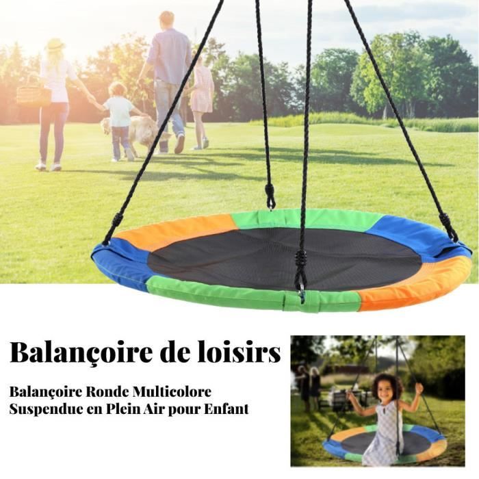 Balançoire Nid d'Oiseau Rond, Balançoire Enfant 102CM, Hauteur Réglable 140-180CM, Charge