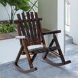 Outsunny Fauteuil de Jardin Adirondack à Bascule Rocking Chair Style Rustique Chic Bois Sapin traité carbonisation-1