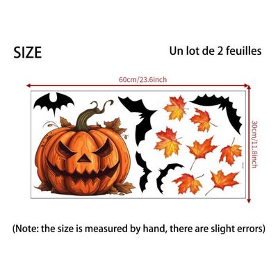 Autocollants De Fenêtre Halloween – 9 Feuilles, 71 Motifs – Citrouilles, Fantômes, Chauves-souris – Double Face – PVC Réutilisable - 2